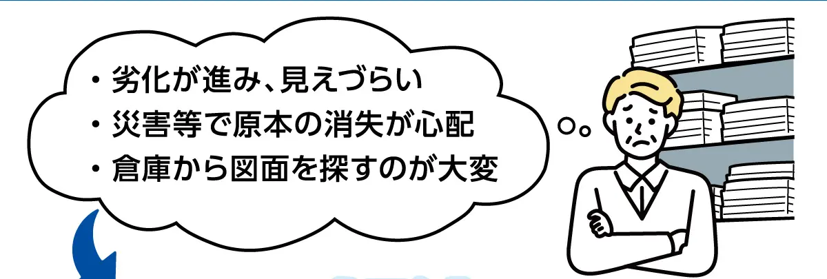 劣化が進み、見えづらい、災害等で原本の消失が心配